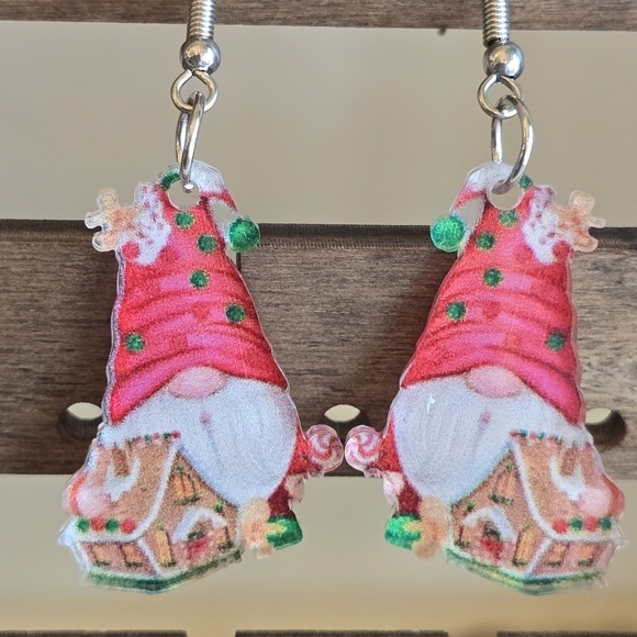 Gingerbread Gnome Christmas Earrings/Stocking Stuffer - Picture 1 of 4